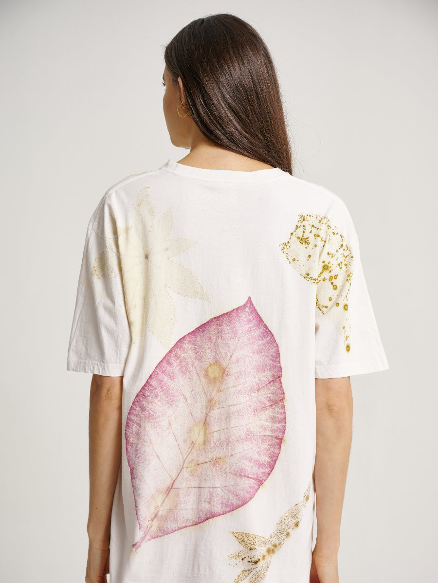 Jati Plant Focus Pattern Eco Print Short Sleeves T-shirt