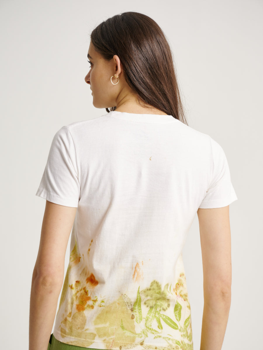 Jati Plant Pattern Eco Print Short Sleeves T-shirt