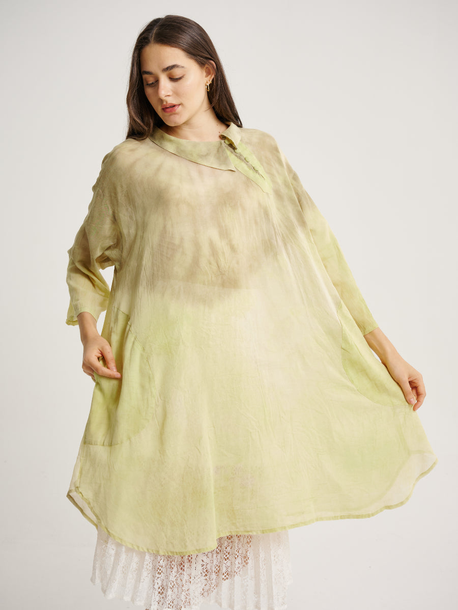 Green Tie Dye Mango Plant Dress
