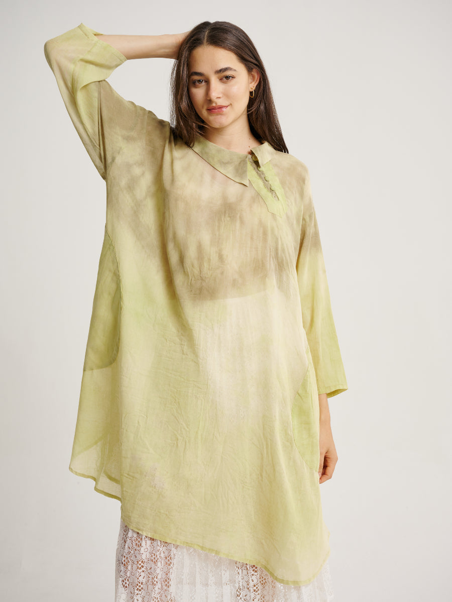 Green Tie Dye Mango Plant Dress