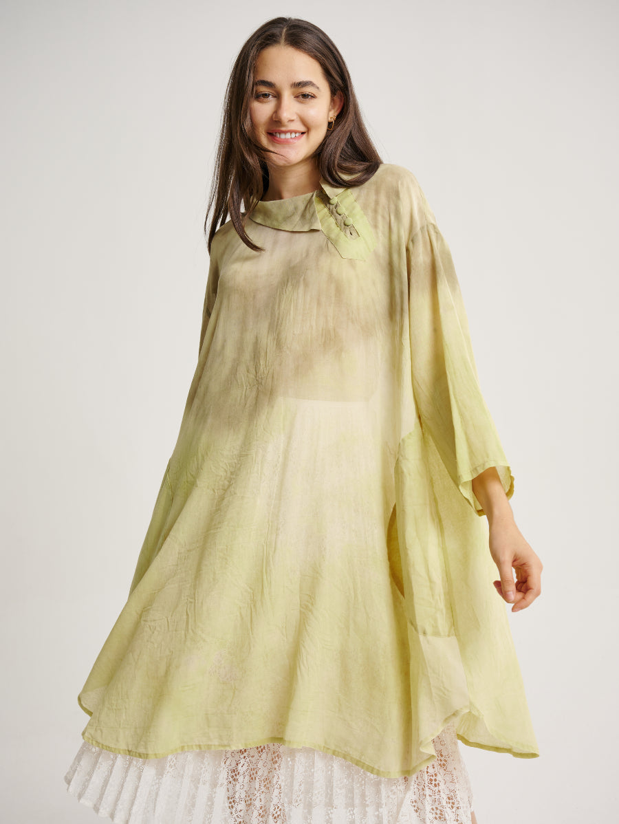 Green Tie Dye Mango Plant Dress