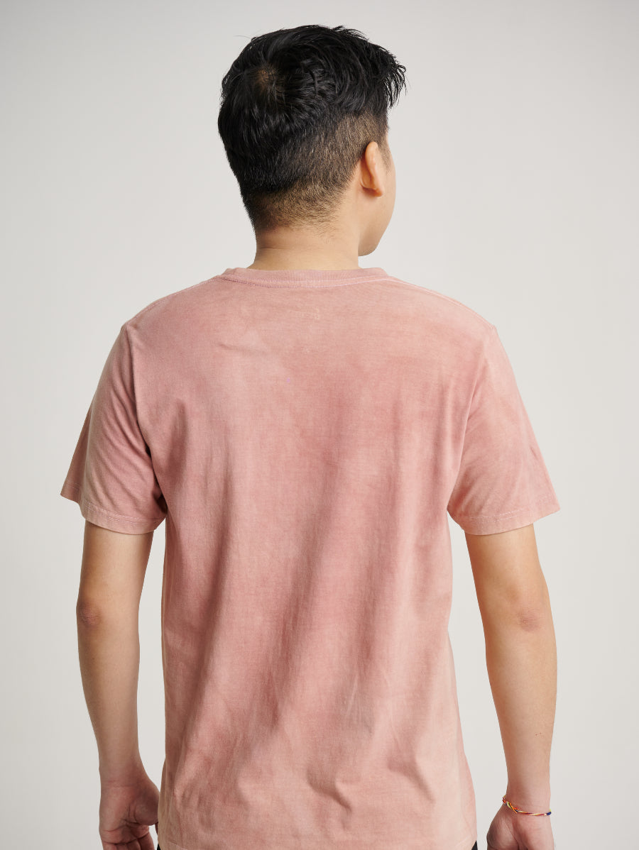 Pink Tie Dye Secang Plant Double Square Ice Cream Stick Pattern Men Short Sleeve T-shirt