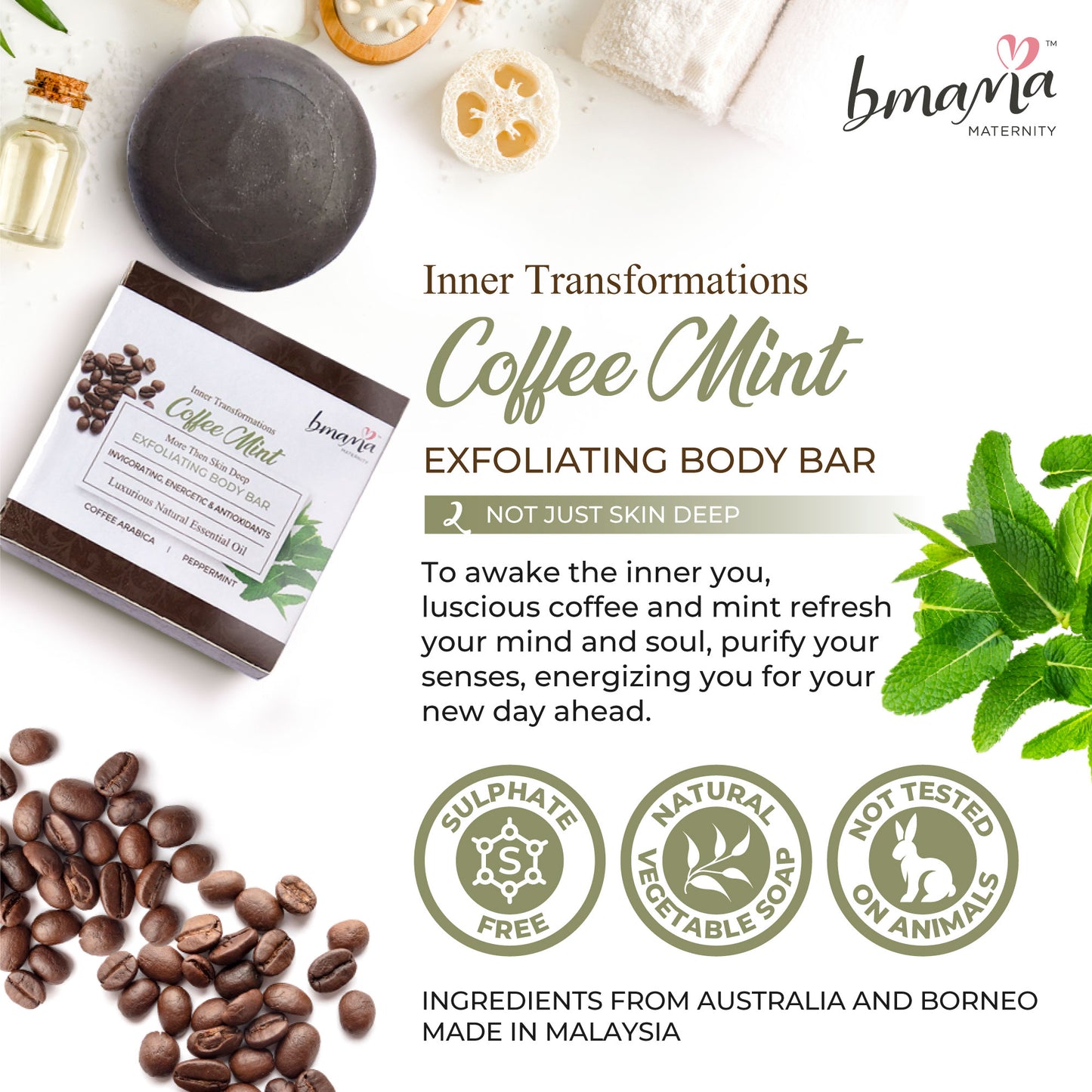 Inner Transformations Coffee Mint Exfoliating Body Bar