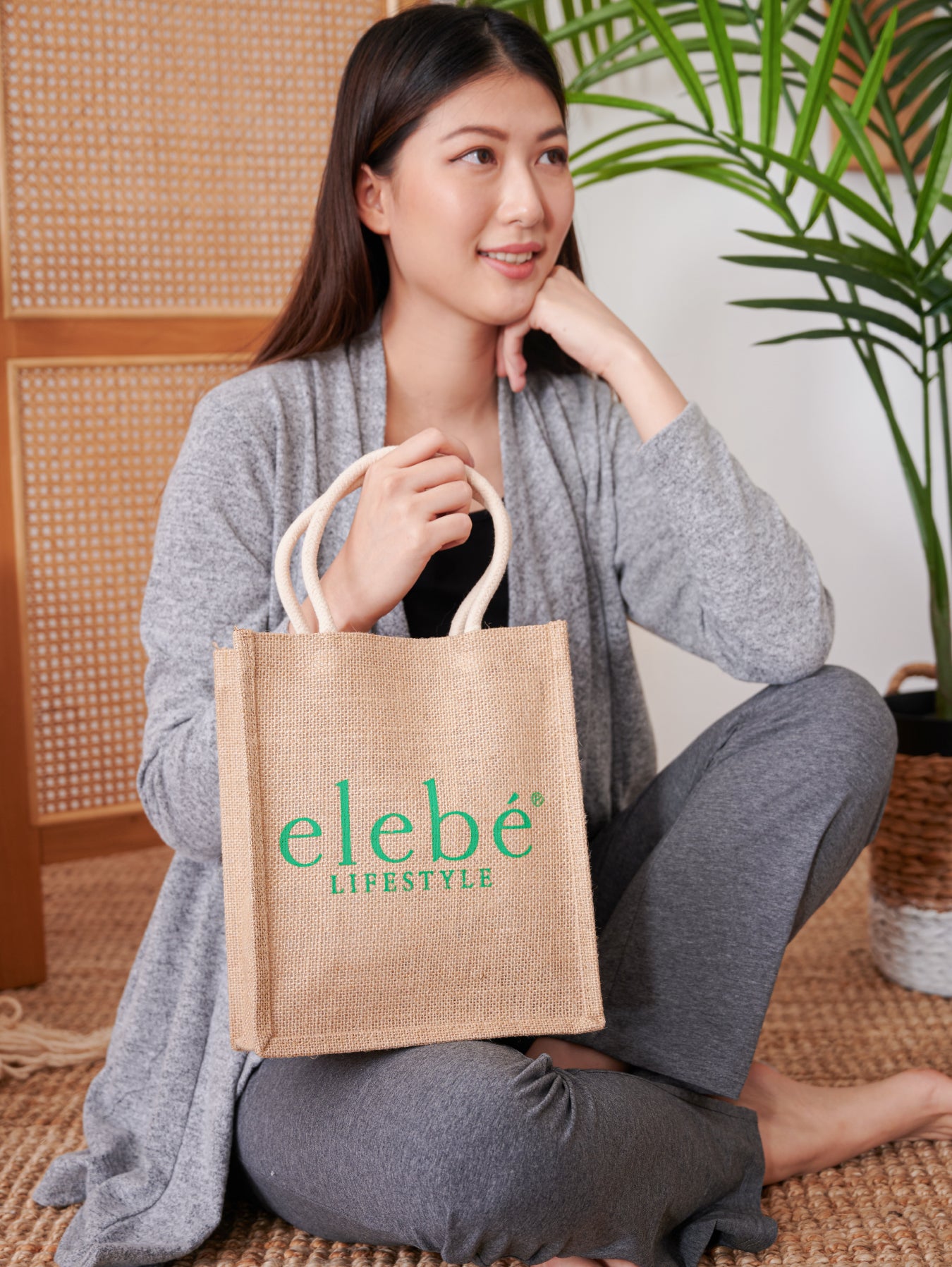 Brown Linen Canvas Bag