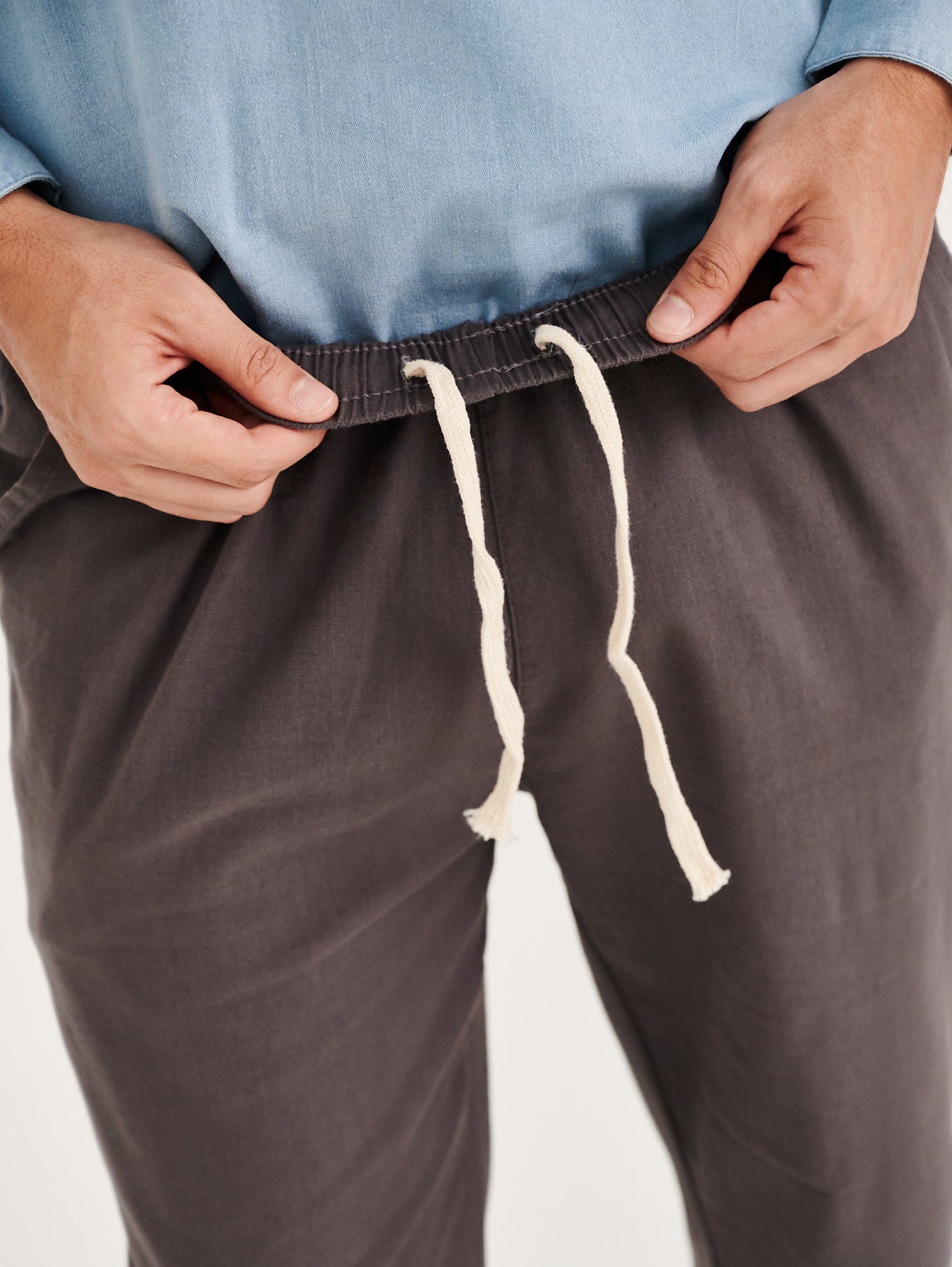 Dark Grey Cotton Linen Mens' Relax Pants