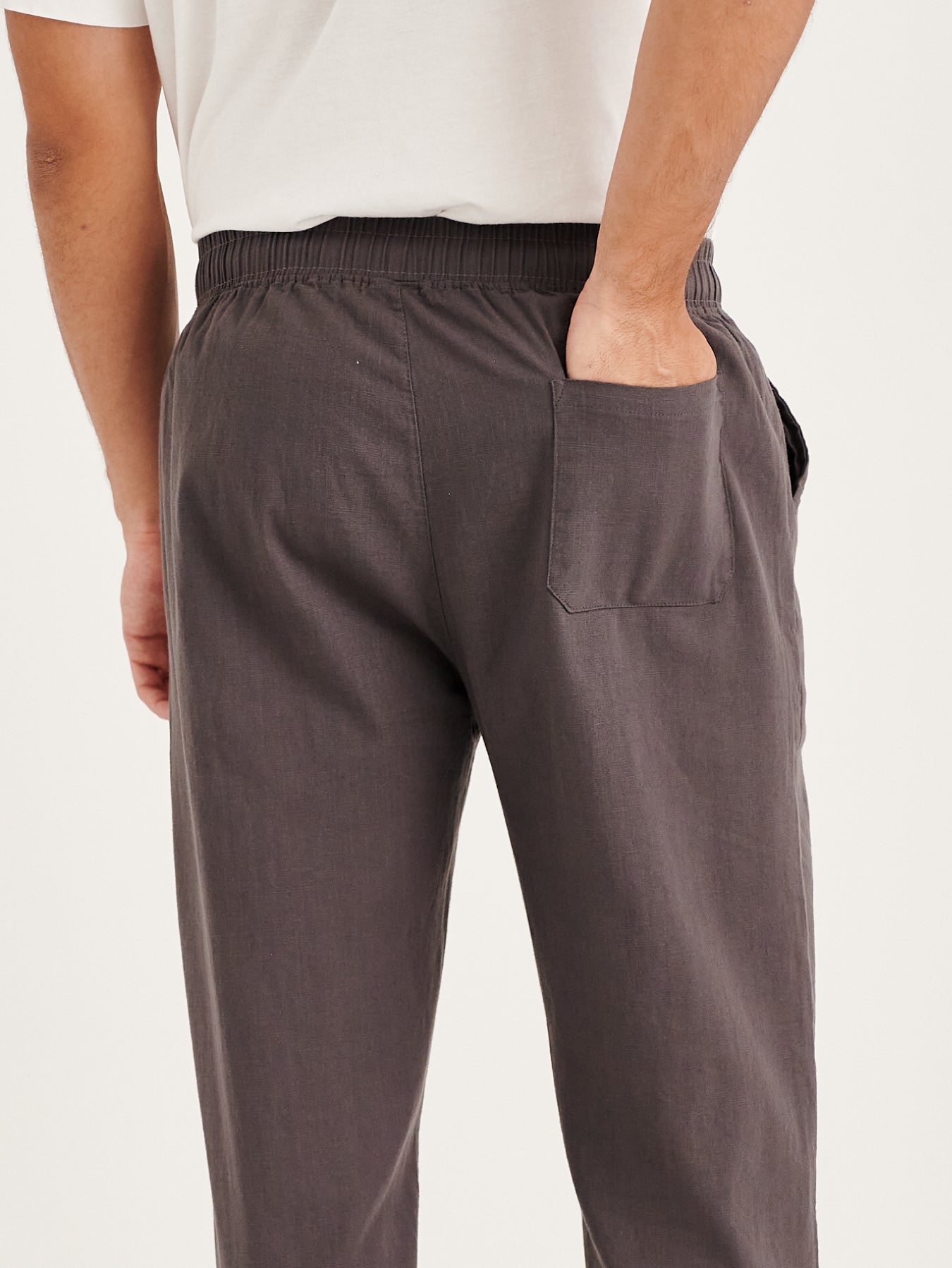 Dark Grey Cotton Linen Mens' Relax Pants