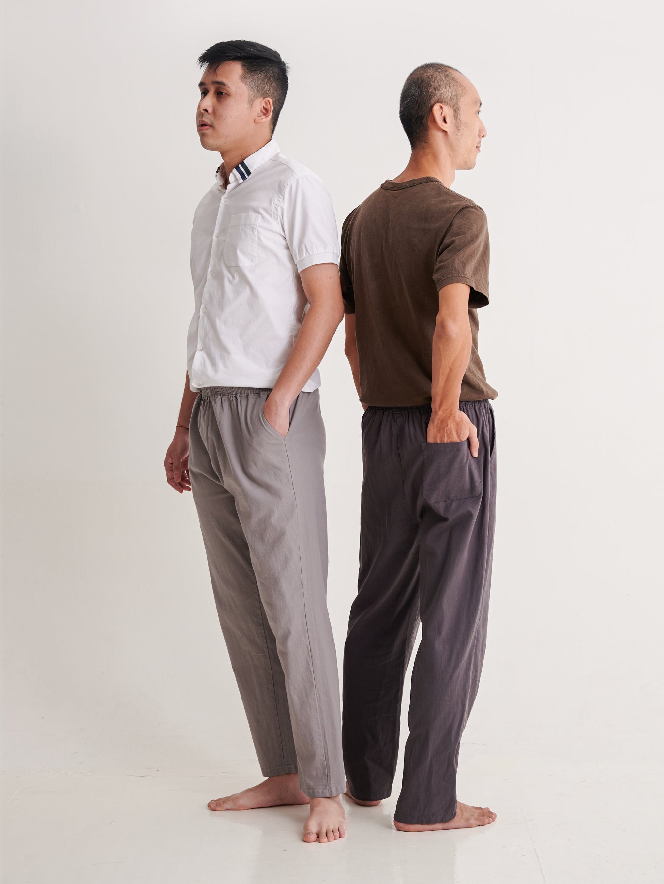 Dark Grey Cotton Linen Mens' Relax Pants