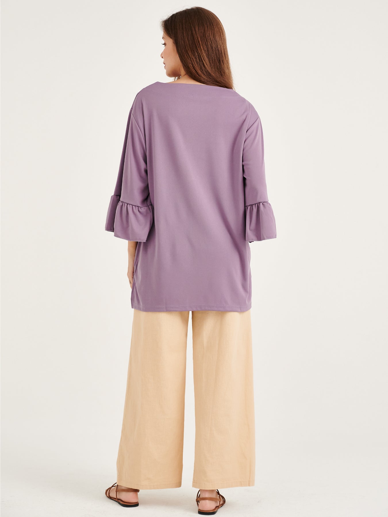Purple Puff Sleeves Blouse