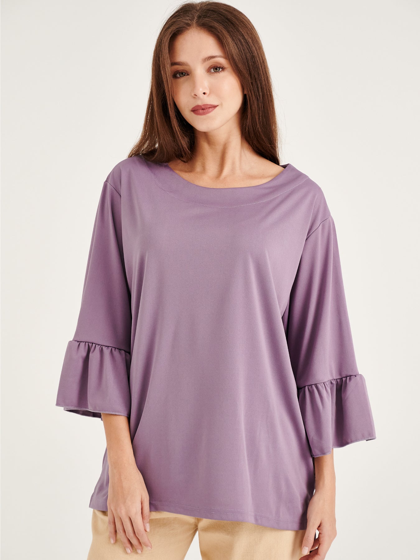 Purple Puff Sleeves Blouse