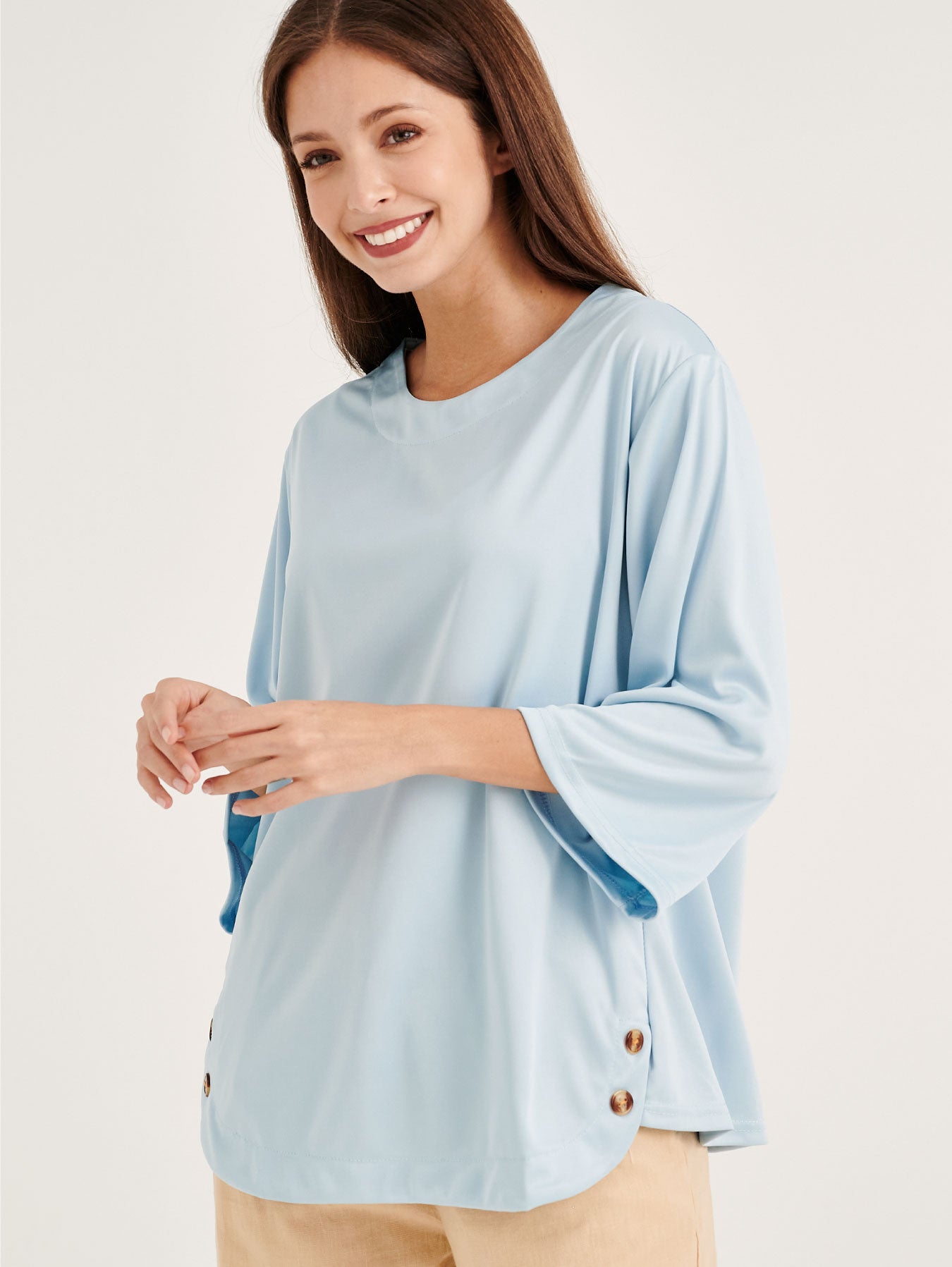 Sky Blue Button Blouse