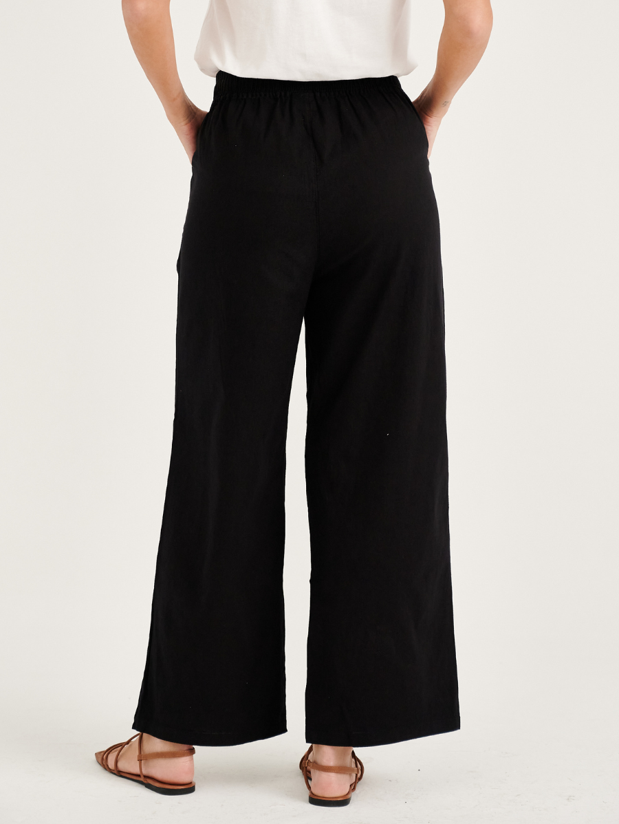 Black Sofea Cotton Linen Pants