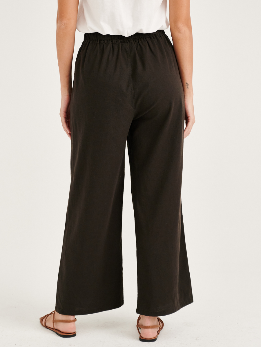 Charcoal Black Cotton Linen Pants