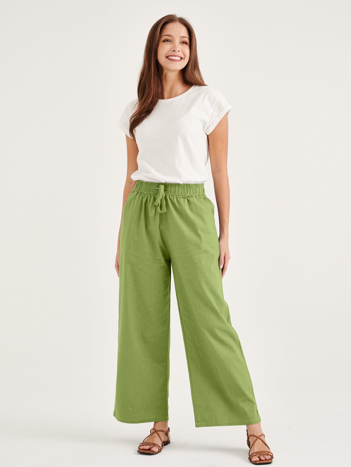 Green Sofea Cotton Linen Pants