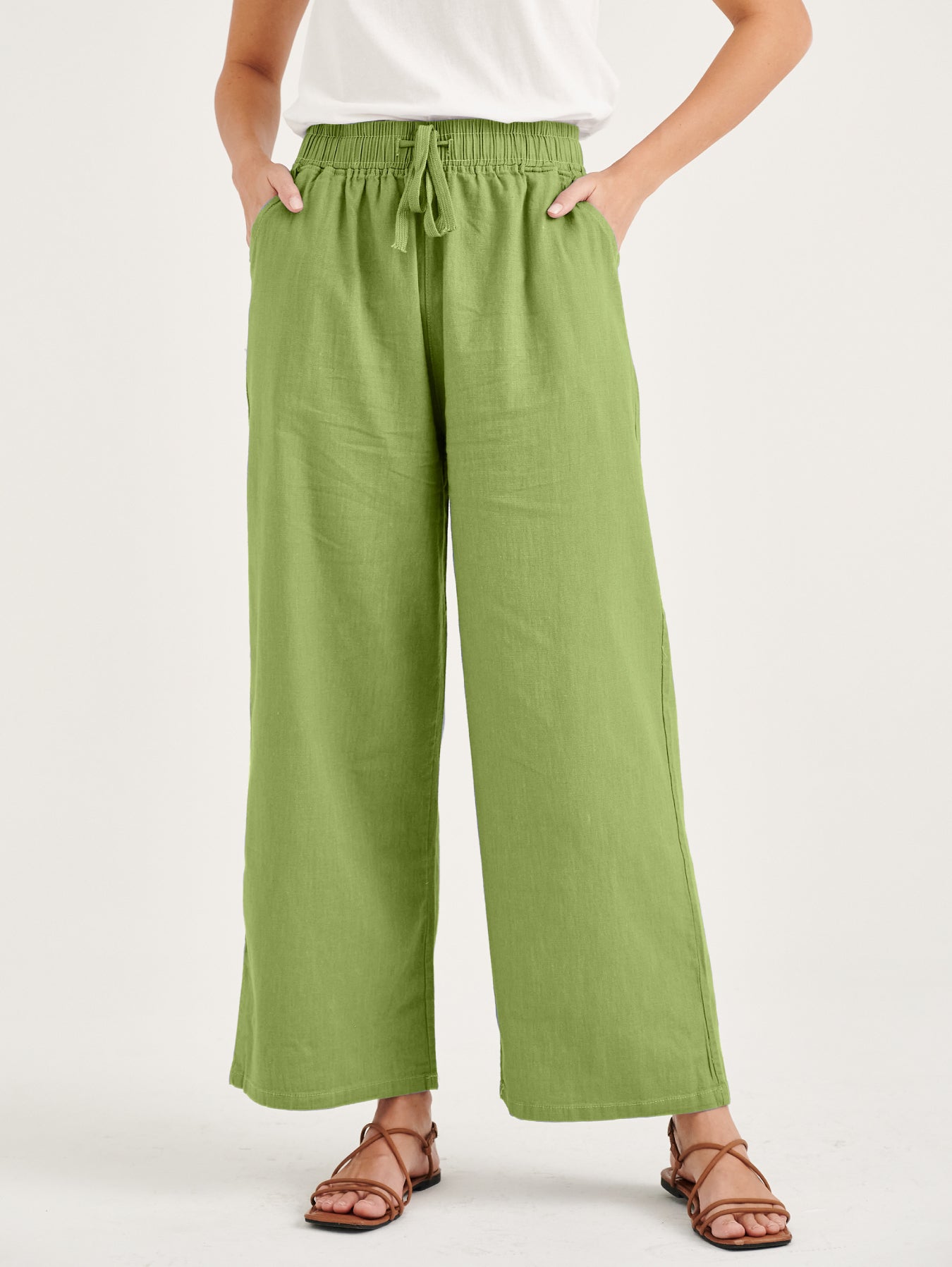 Green Sofea Cotton Linen Pants