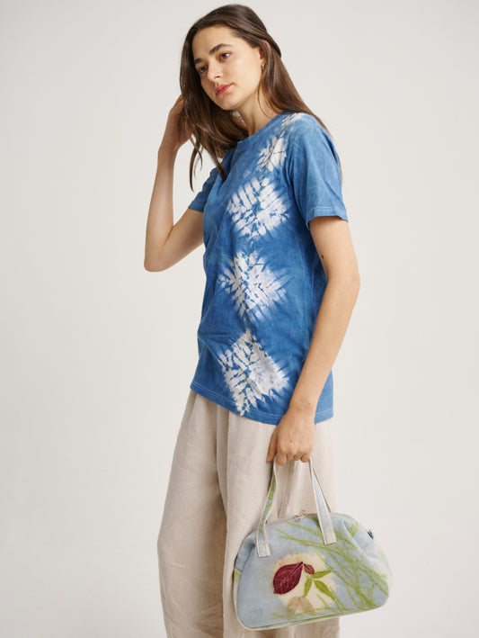 Handbag Blue Dye Eco Print Flower