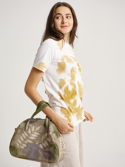 Handbag Dirty Green Eco Print Scattered Patten