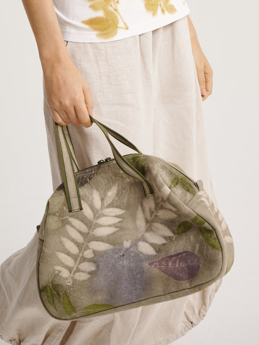 Handbag Dirty Green Eco Print Scattered Patten