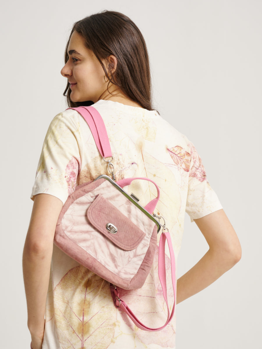 Eco Print Pink Bag Pack Pink Strap