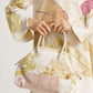 Eco Print White Handbag Scattered Pattern