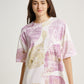 Big Leaves Jati Plant Scattered Pattern Eco Print Short Sleeve T-shirt