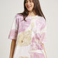 Big Leaves Jati Plant Scattered Pattern Eco Print Short Sleeve T-shirt
