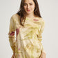 Natural Dye Jati and Eucalyptus Plant Scatterd Pattern Eco Print Long Sleeve T-shirt