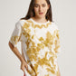 Brown Leaves Vine with Neckline Pattern Eco Print Short Sleeves T-shirt