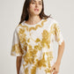 Brown Leaves Vine with Neckline Pattern Eco Print Short Sleeves T-shirt