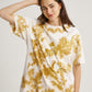 Brown Leaves Vine with Neckline Pattern Eco Print Short Sleeves T-shirt