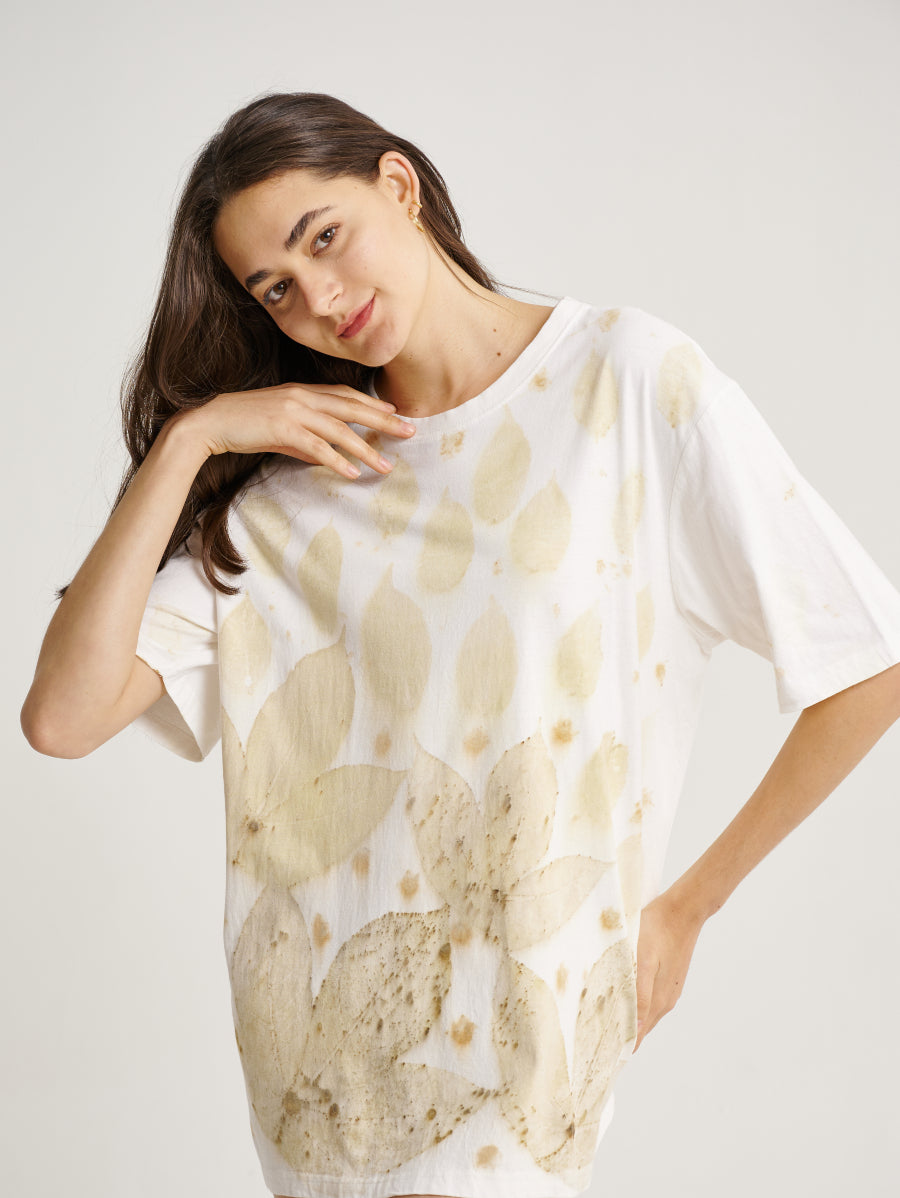 Brown Coconut Eco Print Short Sleeves T-shirt