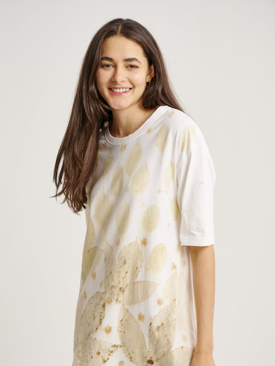 Brown Coconut Eco Print Short Sleeves T-shirt