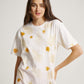 Flower Plant Scattered Pattern Eco Print Short Sleeves T-shirt