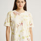 Jati Flower Plant Scattered Pattern Eco Print Short Sleeves T-shirt