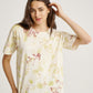 Jati Flower Plant Scattered Pattern Eco Print Short Sleeves T-shirt