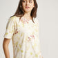 Jati Flower Plant Scattered Pattern Eco Print Short Sleeves T-shirt