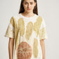 Brown Guava and Elephant Leg Plant Eco Print Short Sleeves T-shirt