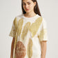 Brown Guava and Elephant Leg Plant Eco Print Short Sleeves T-shirt