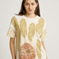 Brown Guava and Elephant Leg Plant Eco Print Short Sleeves T-shirt