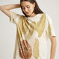 Brown Guava and Elephant Leg Plant Eco Print Short Sleeves T-shirt