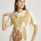 Brown Guava and Elephant Leg Plant Eco Print Short Sleeves T-shirt