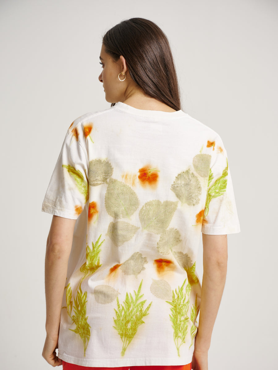 Ati-ati Plant Scattered Pattern Eco Print Short Sleeves T-shirt