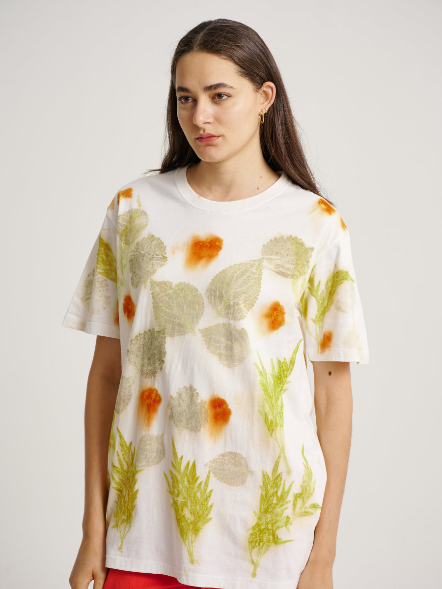 Ati-ati Plant Scattered Pattern Eco Print Short Sleeves T-shirt