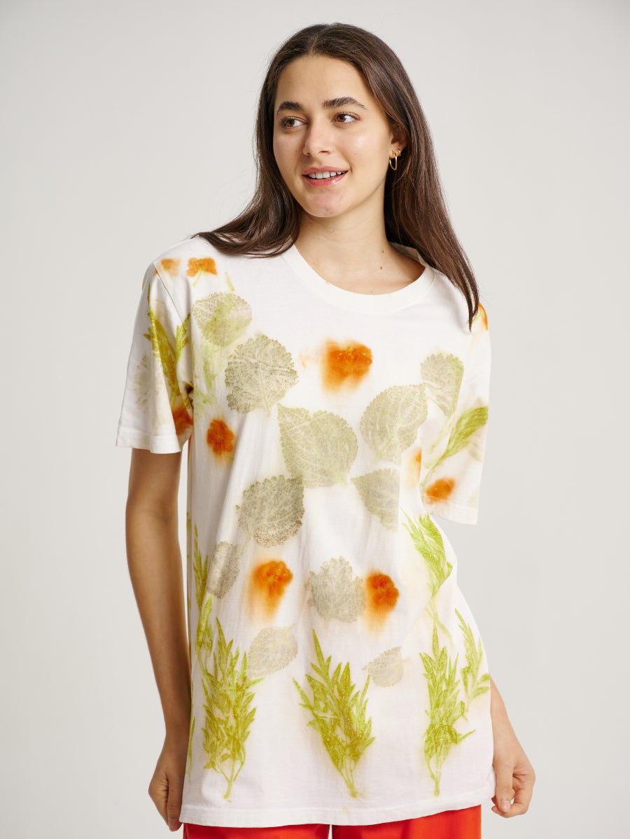 Ati-ati Plant Scattered Pattern Eco Print Short Sleeves T-shirt