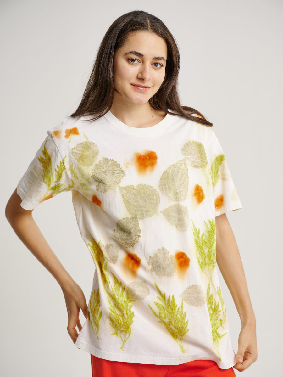 Ati-ati Plant Scattered Pattern Eco Print Short Sleeves T-shirt