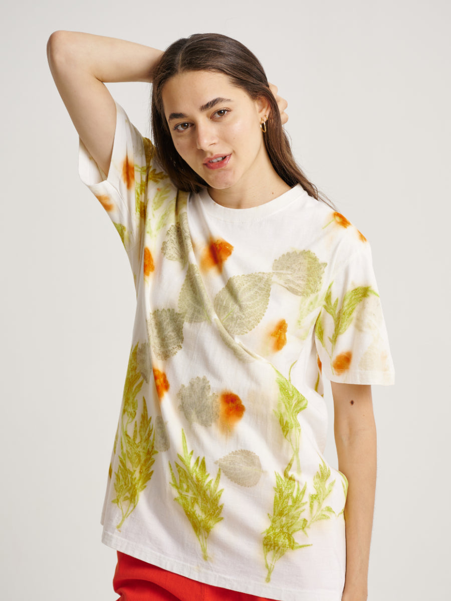 Ati-ati Plant Scattered Pattern Eco Print Short Sleeves T-shirt