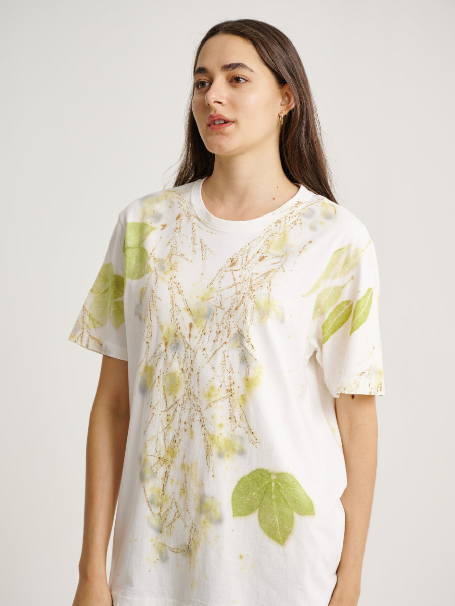 Green Jarak Merah and Willow Eco Print Short Sleeves T-shirt