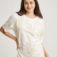 Minimal Eco Print Ferns Plant Feather Pattern Short Sleeves T-shirt
