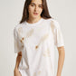 Minimal Eco Print Guava Plant Feather Pattern Short Sleeves T-shirt