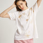 Minimal Eco Print Guava Plant Feather Pattern Short Sleeves T-shirt