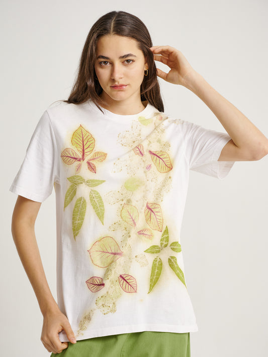 Green Lemuni Eco Print Short Sleeves T-shirt